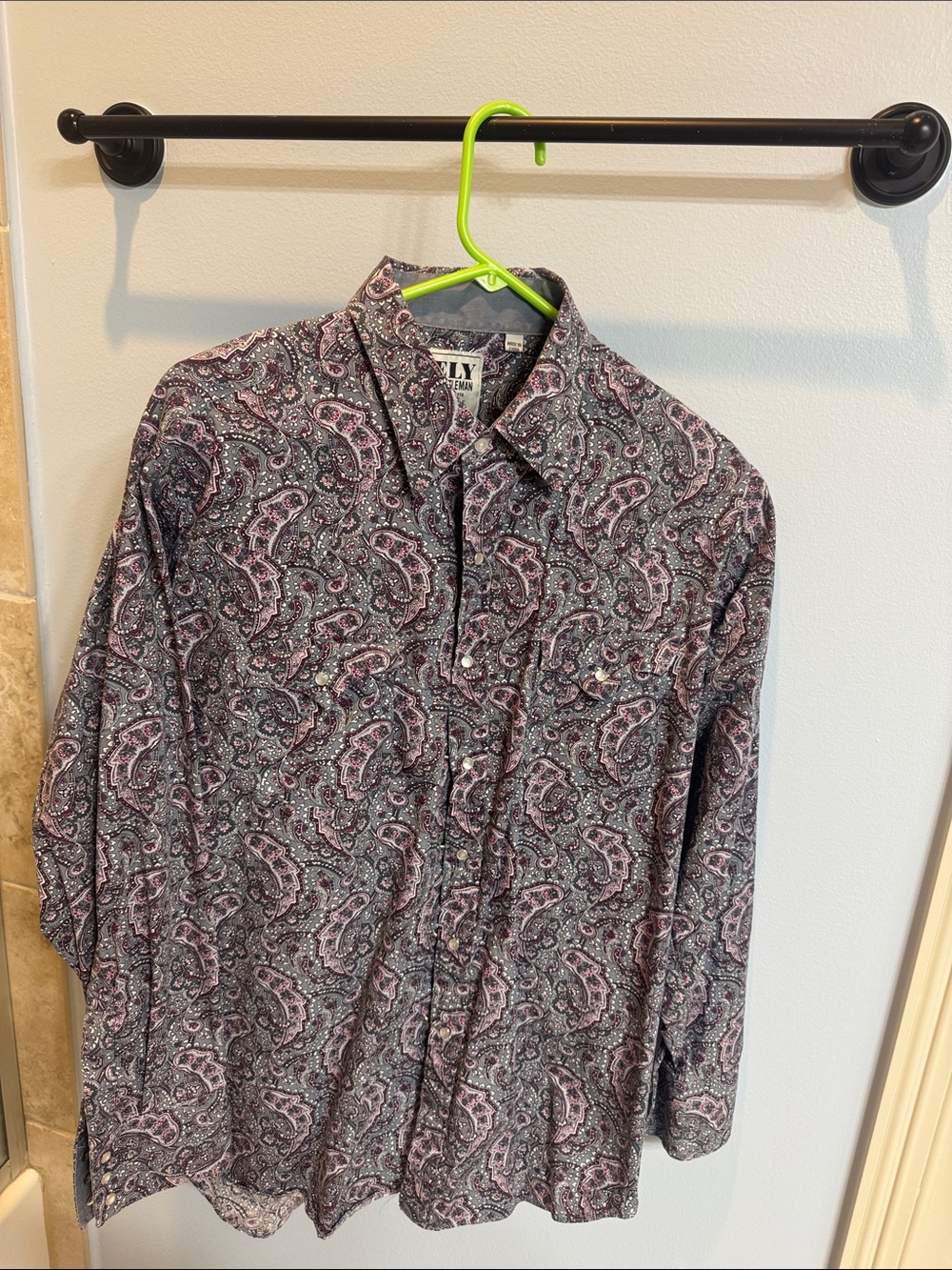 Ely Cattleman Men's Paisley Button-Down Shirt in Pink & Gray
